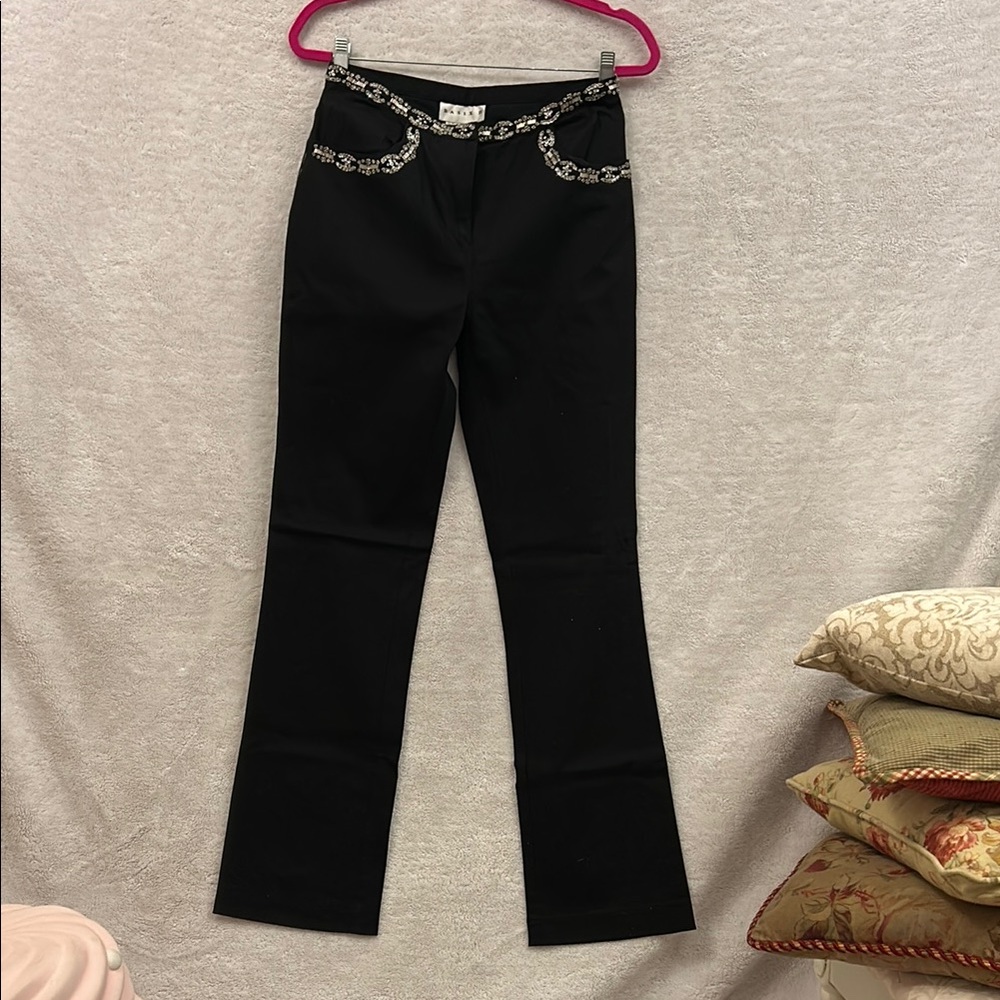 Elegant Embellished Black Flare Boot Cut Pants
